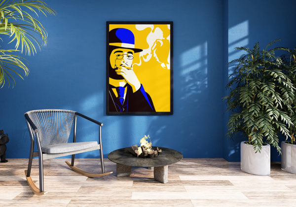 Affiche illustration Toulouse-Lautrec sur mur bleu